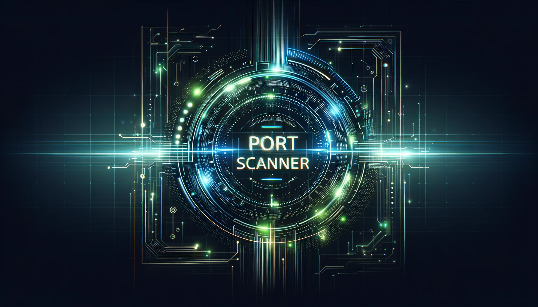 Digital illustration of a futuristic port scanner interface